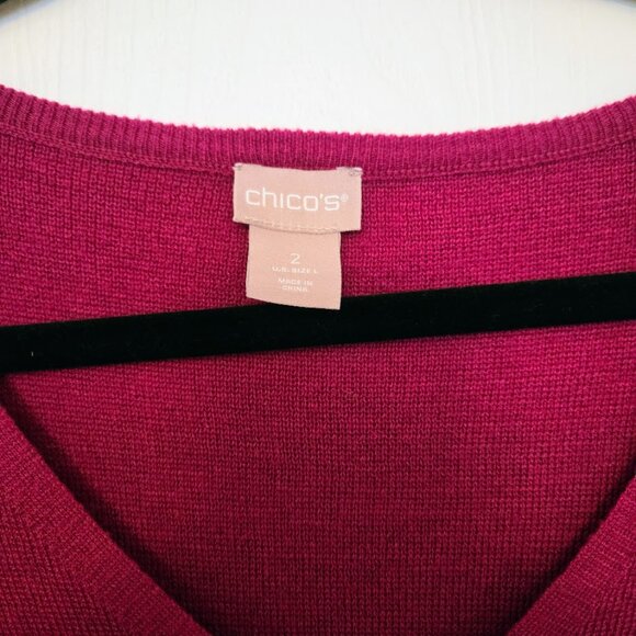 Chico's raspberry L/S sweater‎ Size 2/L - Picture 3 of 4